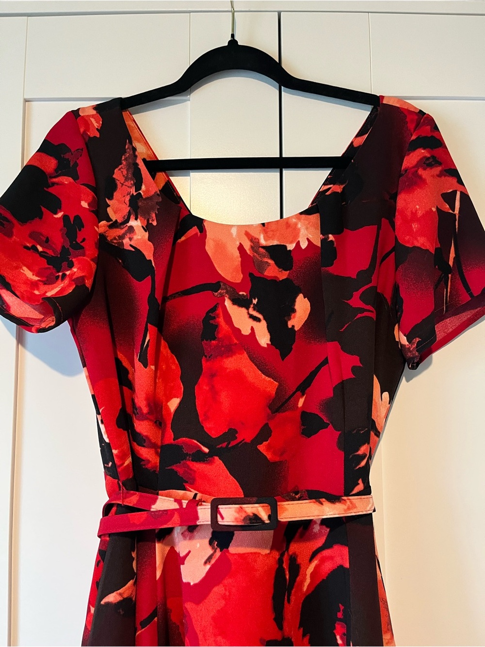 eva mendes for New York & Company Red Floral Fit-and-Flare Dress - Picture 2 of 3
